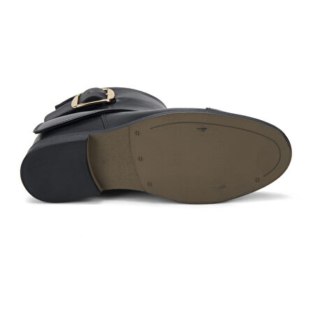 Deny Siyah Kadın Gizli Topuklu Deri Bot