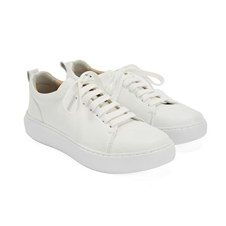 Simiran Beyaz Kadın Deri Spor Ayakkabı