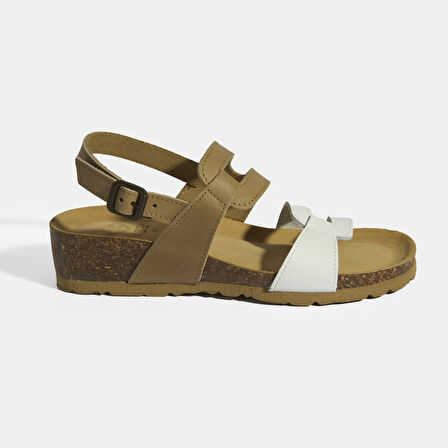 Vizon Kadın Toka Detaylı Slingback Nubuk Sandalet