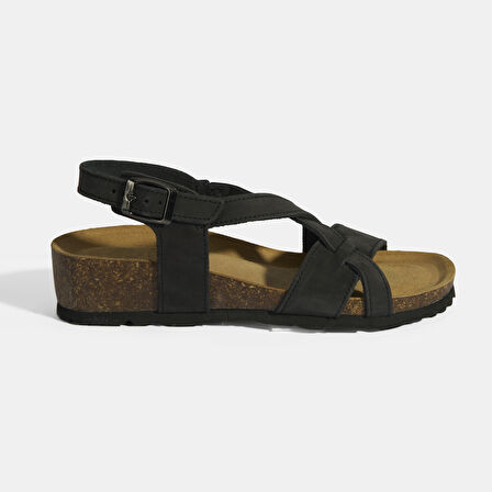Siyah Kadın Toka Detaylı Slingback Süet Sandalet