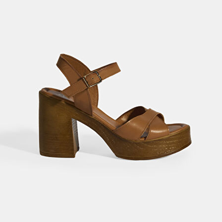 Taba Kadın Toka Detaylı Slingback Deri Sandalet