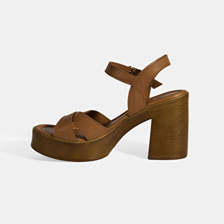 Taba Kadın Toka Detaylı Slingback Deri Sandalet