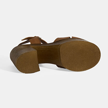 Taba Kadın Toka Detaylı Slingback Deri Sandalet