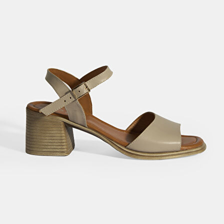 Vizon Kadın Toka Detaylı Slingback Deri Sandalet