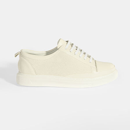 Kayzen Beyaz Kadın Deri Bağcıklı Spor Ayakkabı