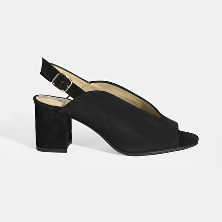 Kyros Siyah Kadın Toka Detaylı Slingback Topuklu Günlük Ayakkabı