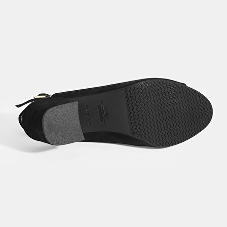 Kyros Siyah Kadın Toka Detaylı Slingback Topuklu Günlük Ayakkabı