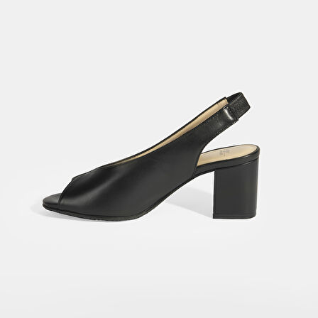 Valtor Siyah Kadın Lastik Bantlı Slingback Topuklu Günlük Ayakkabı