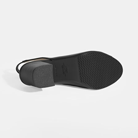 Valtor Siyah Kadın Lastik Bantlı Slingback Topuklu Günlük Ayakkabı