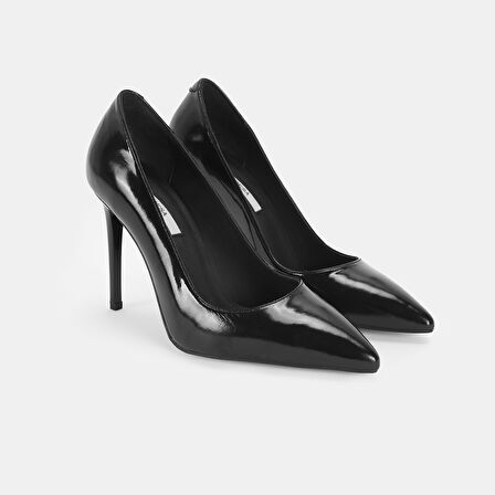 Siorad Siyah Kadın Rugan Topuklu Klasik Ayakkabı