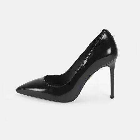 Siorad Siyah Kadın Rugan Topuklu Klasik Ayakkabı