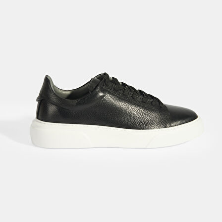 Reminya Siyah Erkek Deri Bağcıklı Günlük Ayakkabı