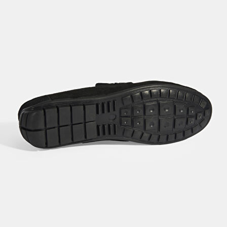 Calandra Siyah Erkek Bağcık Detaylı Slip-On Süet Loafer