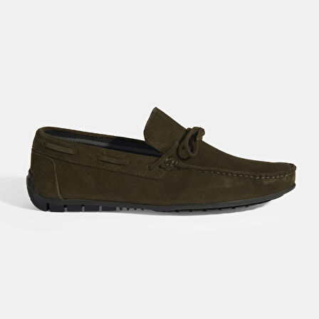 Calandra Haki Erkek Bağcık Detaylı Slip-On Süet Loafer