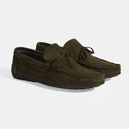 Calandra Haki Erkek Bağcık Detaylı Slip-On Süet Loafer
