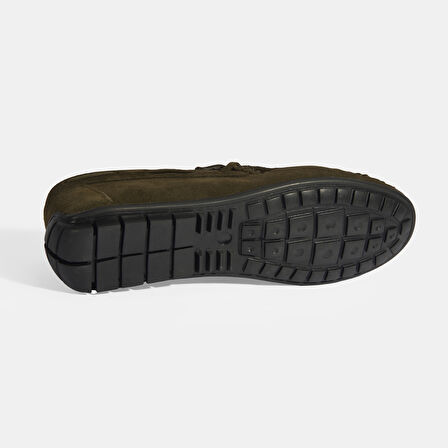 Calandra Haki Erkek Bağcık Detaylı Slip-On Süet Loafer
