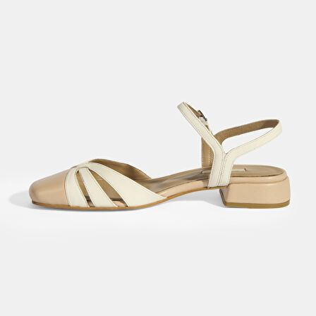 Rolenda Beyaz Kadın Slingback Deri Günlük Ayakkabı