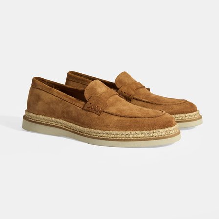 Taba Erkek Örgü Detaylı Süet Loafer