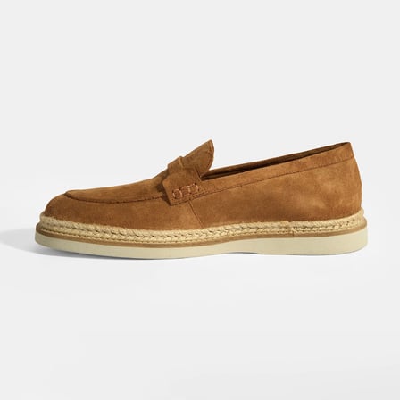 Taba Erkek Örgü Detaylı Süet Loafer