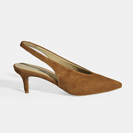 Taba Kadın Süet Slingback Topuklu Ayakkabı