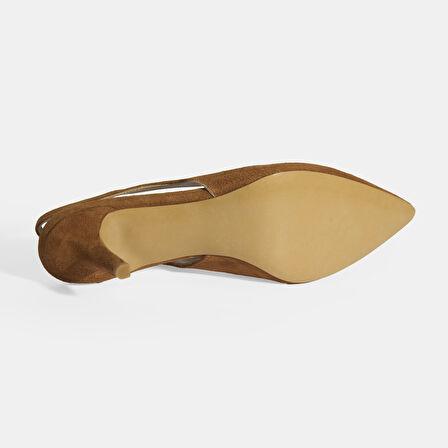 Taba Kadın Süet Slingback Topuklu Ayakkabı