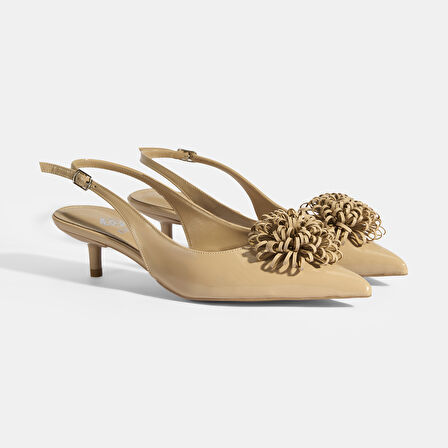 Dirina Bej Kadın Aksesuar Detaylı Topuklu Klasik Ayakkabı 