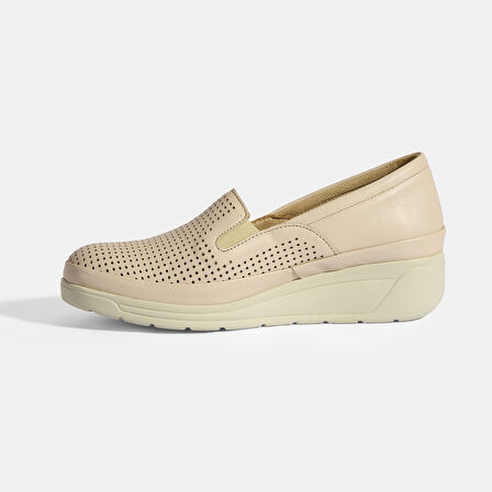 Nurida Krem Deri Kadın Günlük Ayakkabı