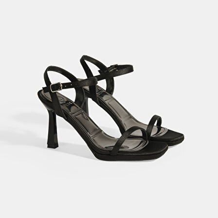 Aurelius Siyah Kadın Toka Detaylı Slingback Topuklu Abiye Ayakkabı
