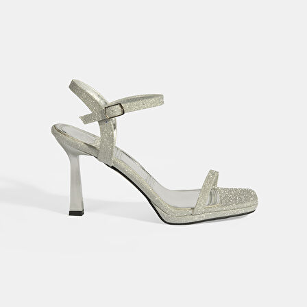 Celestine Gümüş Kadın Toka Detaylı Slingback Topuklu Abiye Ayakkabı