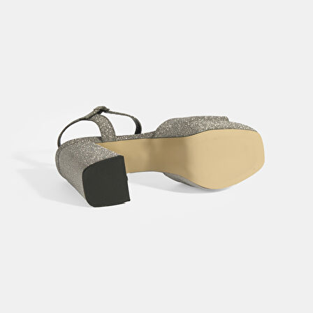 Elysian Platin Kadın Toka Detaylı Slingback Topuklu Abiye Ayakkabı