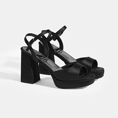 Ravena Siyah Kadın Toka Detaylı Slingback Topuklu Abiye Ayakkabı