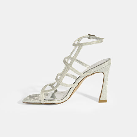 Zorion Gümüş Kadın Toka Detaylı Topuklu Abiye Ayakkabı