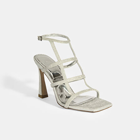Zorion Gümüş Kadın Toka Detaylı Topuklu Abiye Ayakkabı