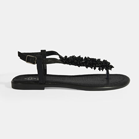 Kadın Siyah Slingback Parmak Arası Sandalet