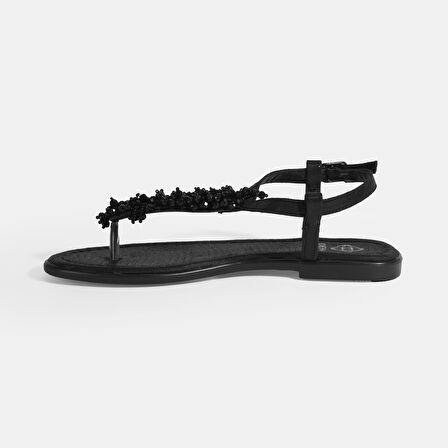 Kadın Siyah Slingback Parmak Arası Sandalet