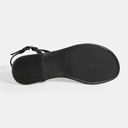 Kadın Siyah Slingback Parmak Arası Sandalet