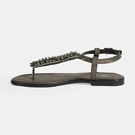 Kadın Gümüş Slingback Parmak Arası Sandalet