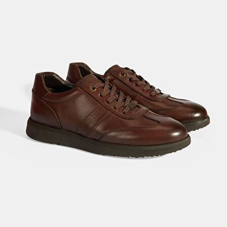 Erkek Kahve DesaComfort Bağcıklı Deri Günlük Ayakkabı