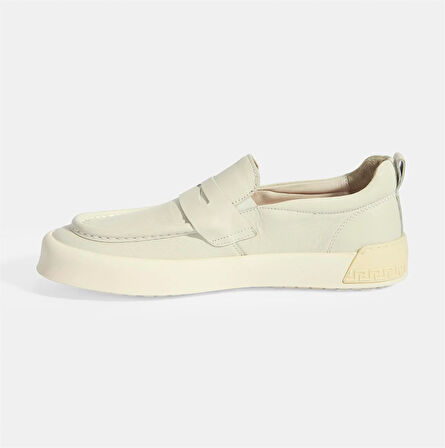 Erkek Krem Slip-On Deri Loafer