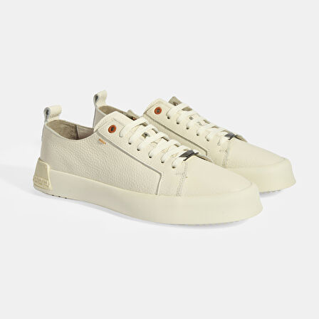 Erkek Krem Bağcıklı Deri Spor Ayakkabı