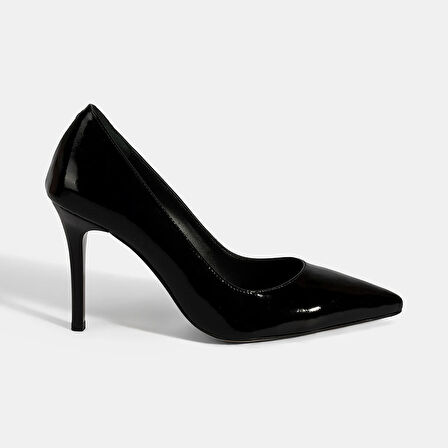 Kadın Siyah Deri Stiletto