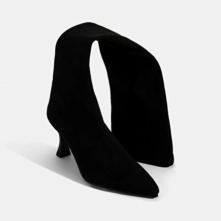 Kadın Siyah İnce Topuklu Stretch Çizme