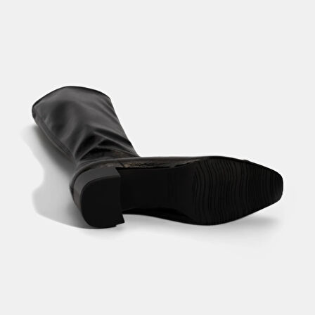 Kadın Siyah Kalın Topuklu Stretch Çizme