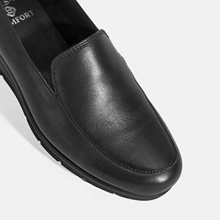 Kadın Siyah DesaComfort Dolgu Topuklu Deri Ayakkabı