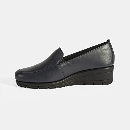 Kadın Lacivert DesaComfort Dolgu Topuklu Deri Ayakkabı