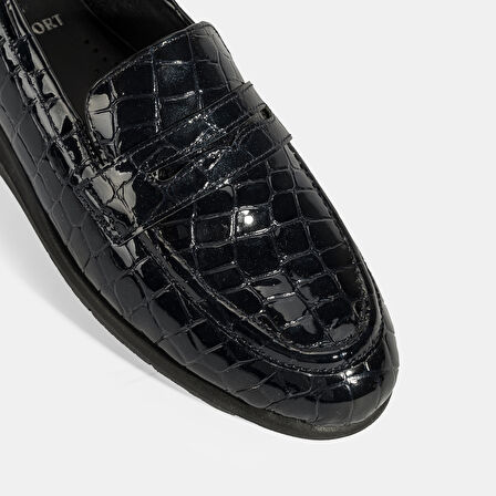 Kadın Lacivert DesaComfort Dolgu Topuklu Deri Ayakkabı