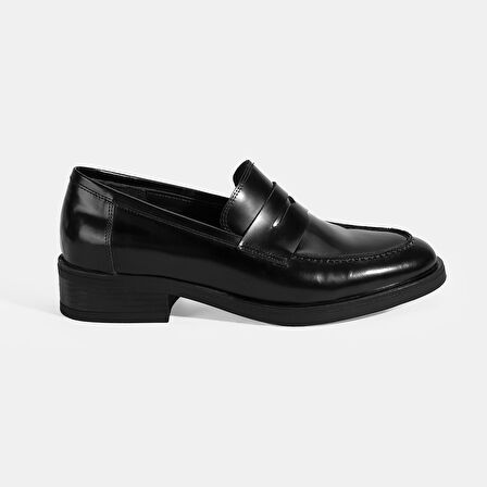 Kadın Siyah Deri Loafer
