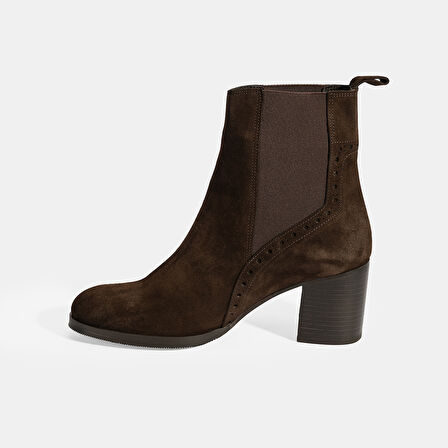 Kadın Kahve Lastikli Topuklu Süet Bot