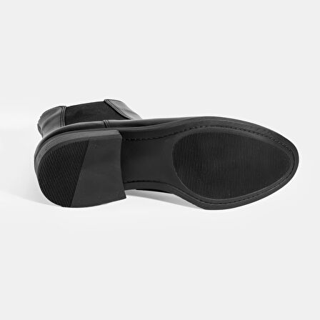 Kadın Siyah Lastikli Deri Chelsea Bot