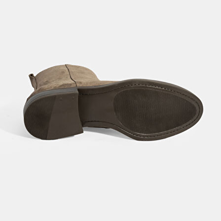 Kadın Kahve Fermuarlı Süet Deri Bot